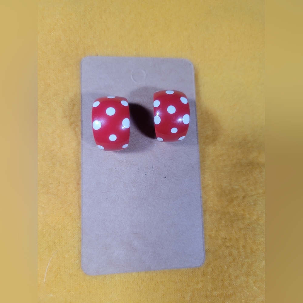 Vintage 1980s Poka Dot Pierced Earrings